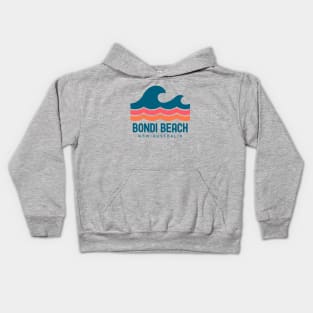 Bondi Beach Sydney Australia NSW Vintage Waves Kids Hoodie